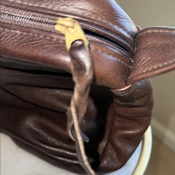 Vintage Sven Handbag Brown Leather Crossbody Bag with Leopard Print Flap USA - Picture 2 of 9